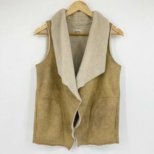 Ecote Urban Outfitters Faux Suede Sherpa Vest Tan Sz S
